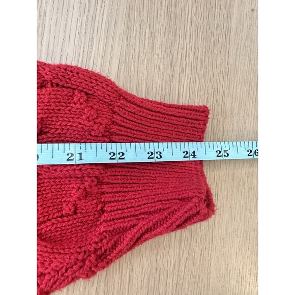 Cape Isle Knitters SweaterUnisex XL Red Textured Knit Vintage 100% Cotton - Picture 5 of 5